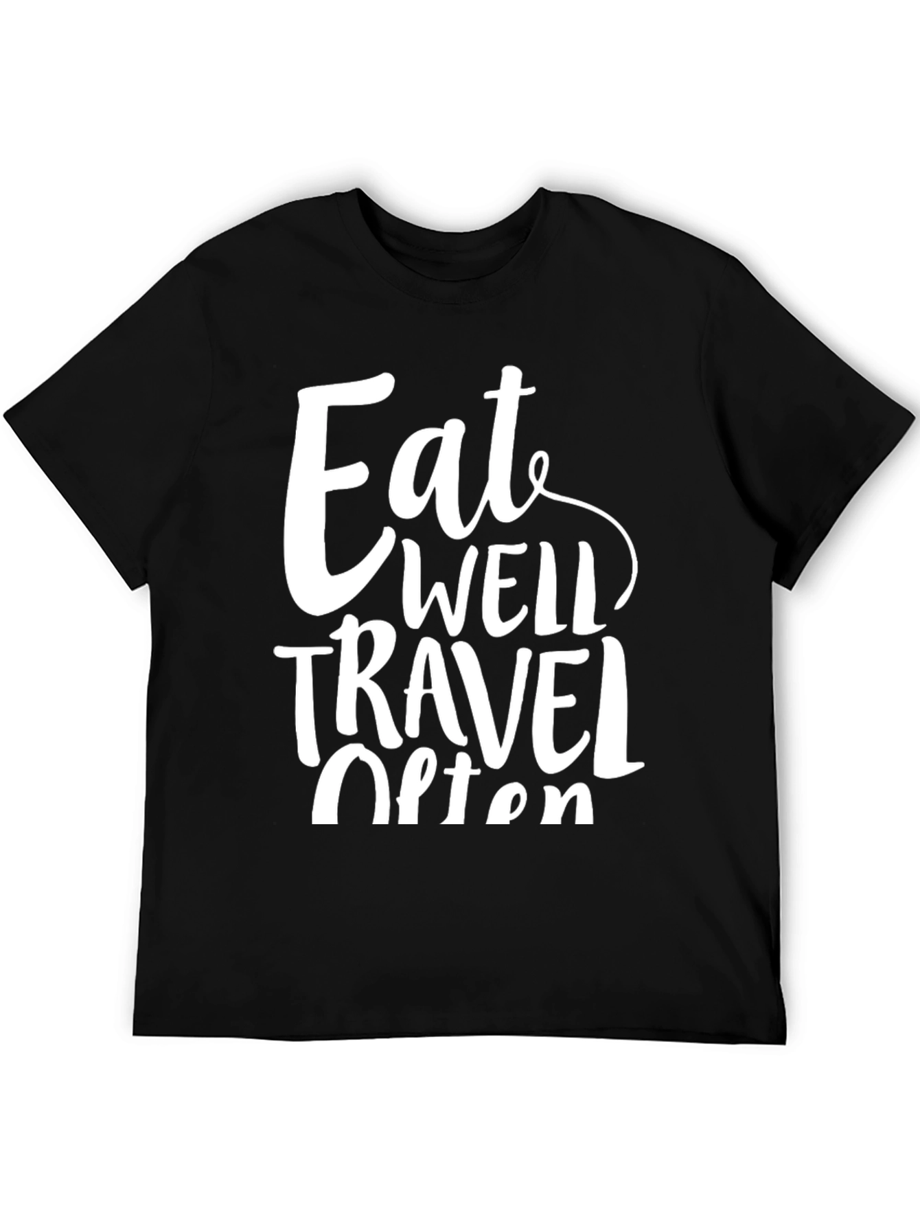 Eat Well Travel Often Black Graphic T-Shirt