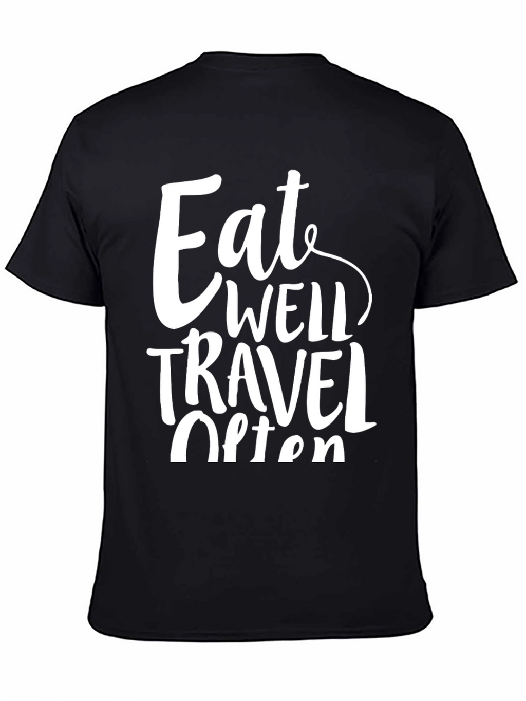 Eat Well Travel Often Black Graphic T-Shirt