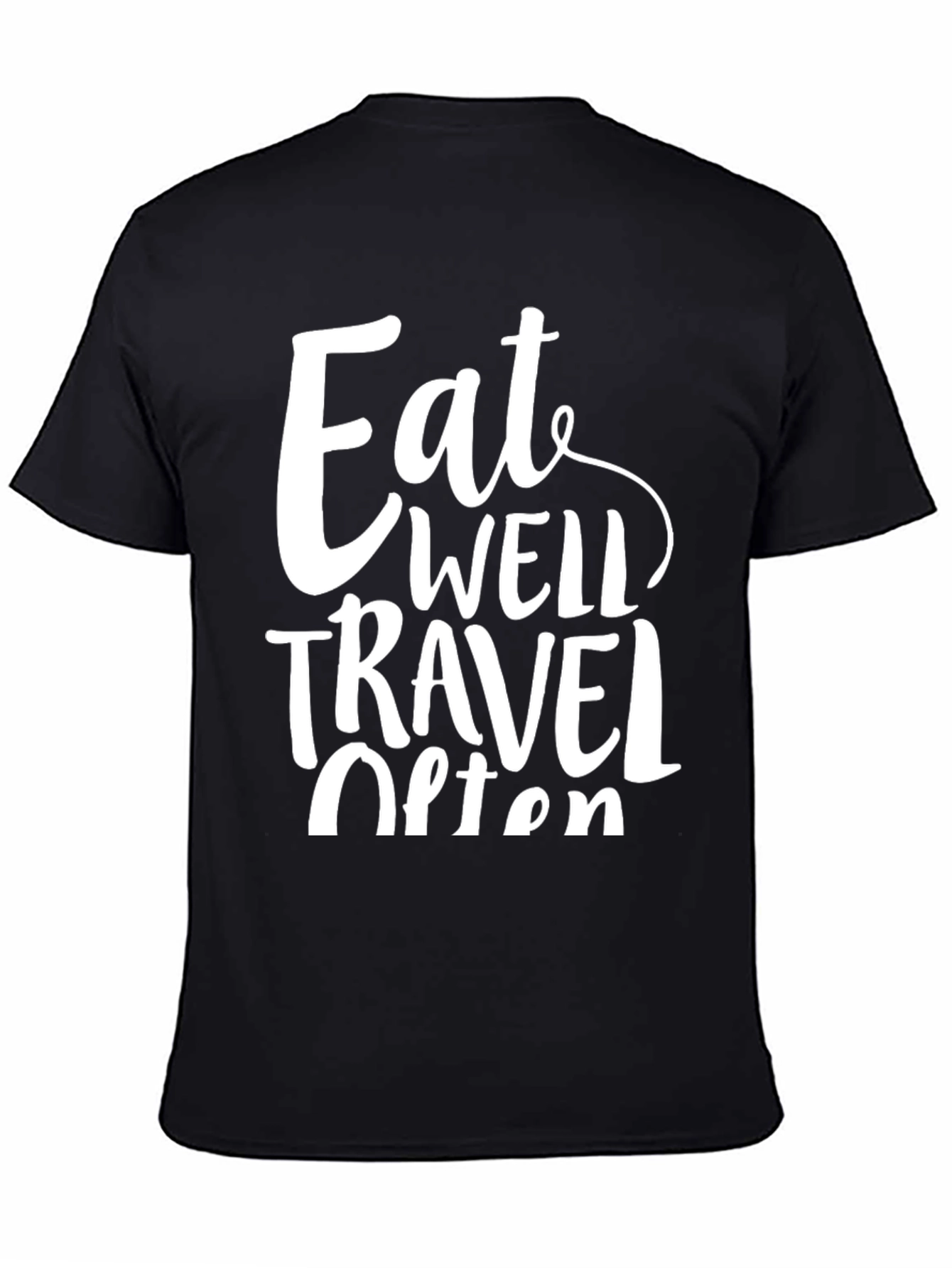 Eat Well Travel Often Black Graphic T-Shirt