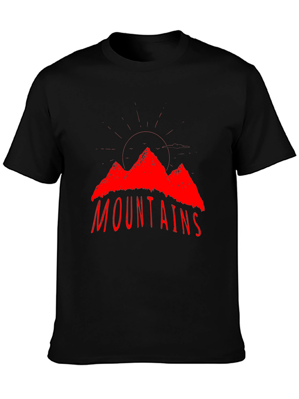 Mountains Graphic T-Shirt - Red Print on Black