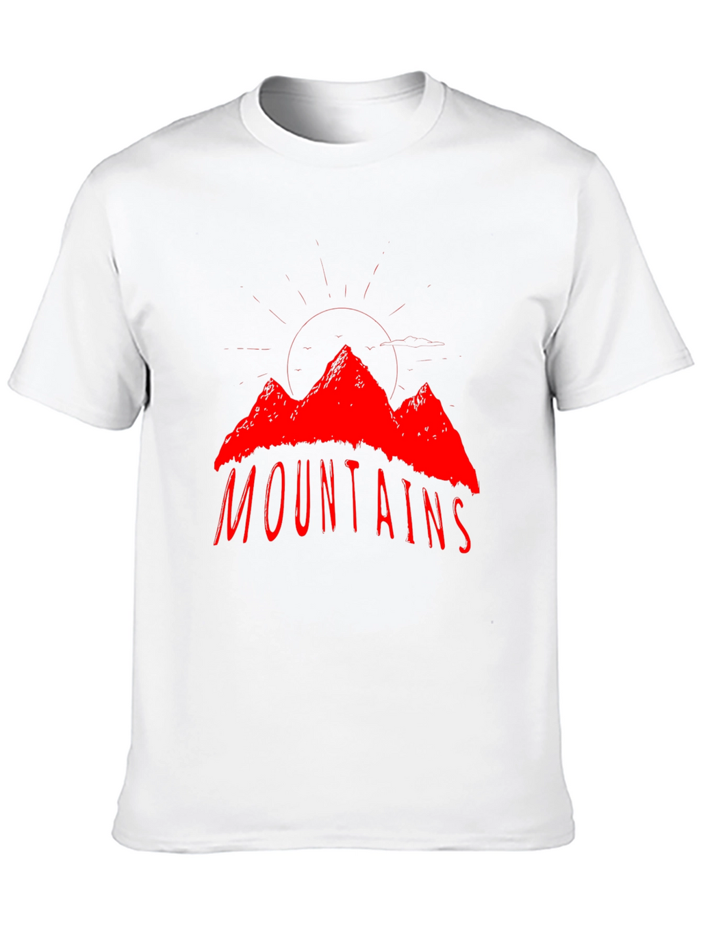Mountains Graphic T-Shirt - Red Print on Black