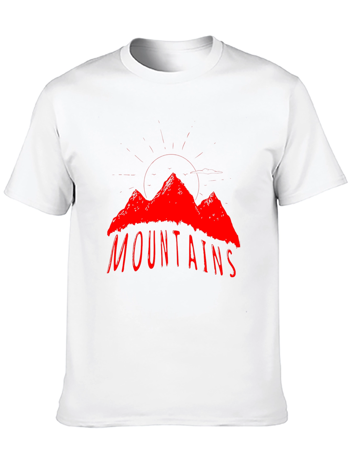 Mountains Graphic T-Shirt - Red Print on Black
