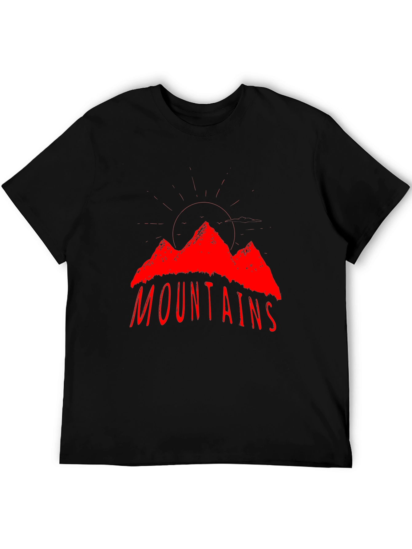 Mountains Graphic T-Shirt - Red Print on Black