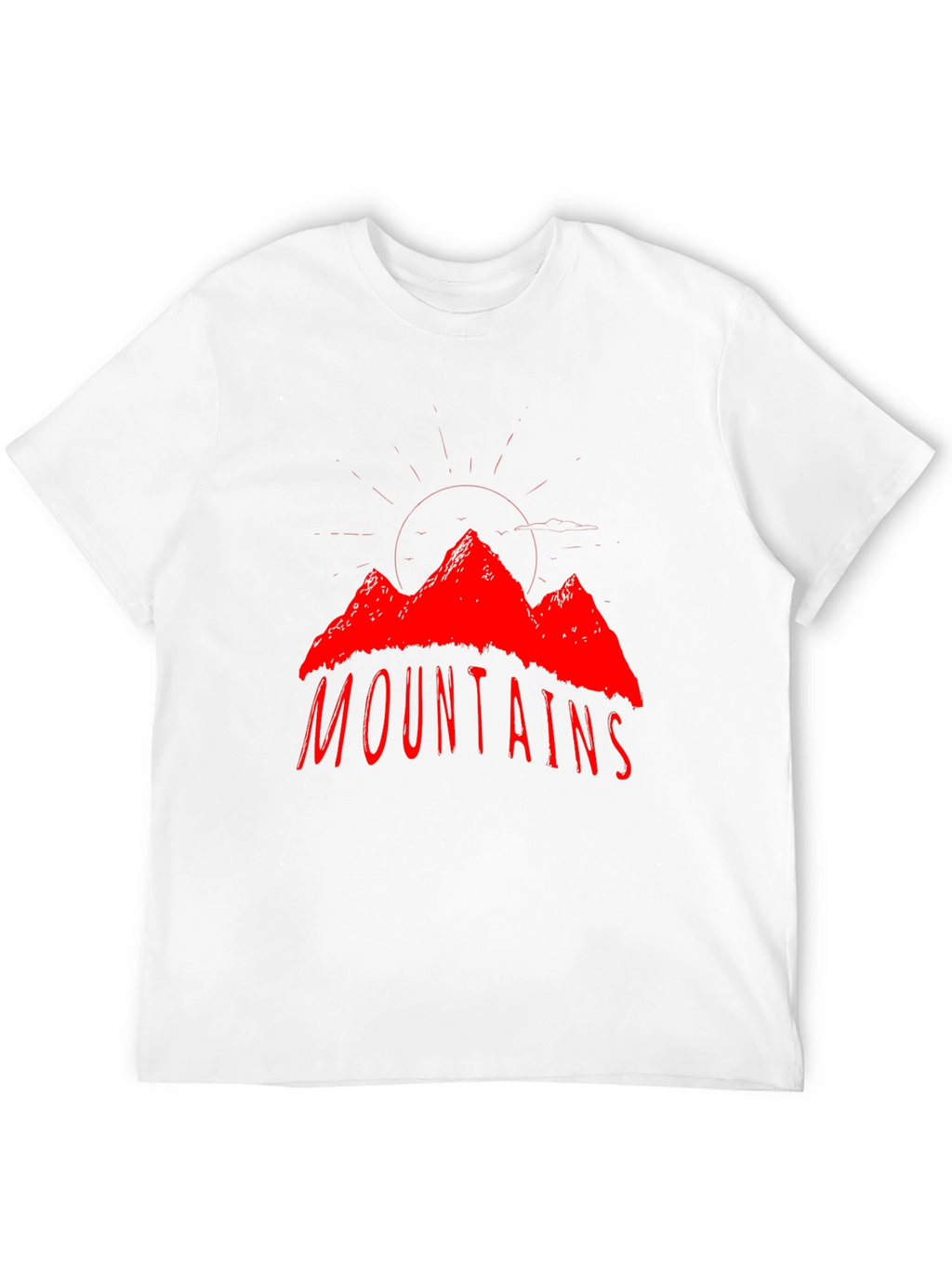 Mountains Graphic T-Shirt - Red Print on Black