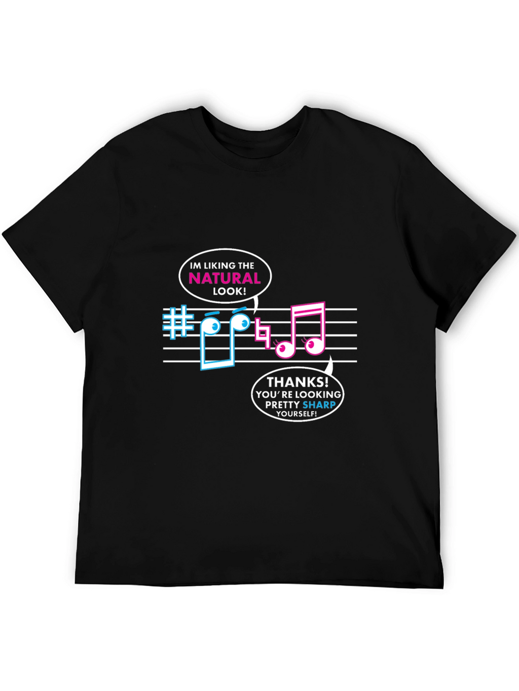 Musical Pun Black T-Shirt - Natural Look Sharp Tee
