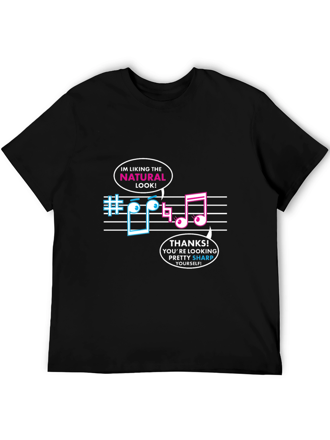 Musical Pun Black T-Shirt - Natural Look Sharp Tee