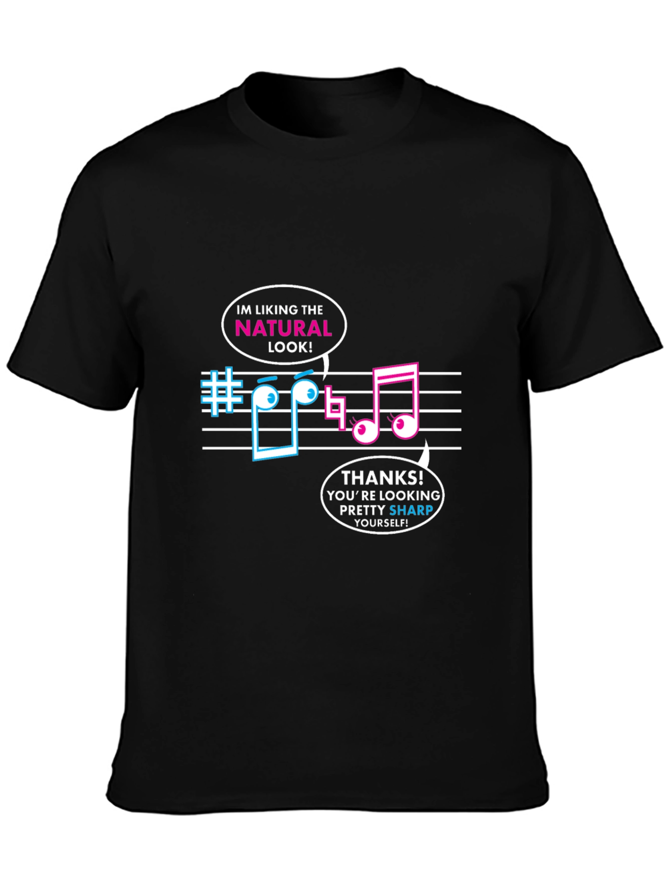 Musical Pun Black T-Shirt - Natural Look Sharp Tee