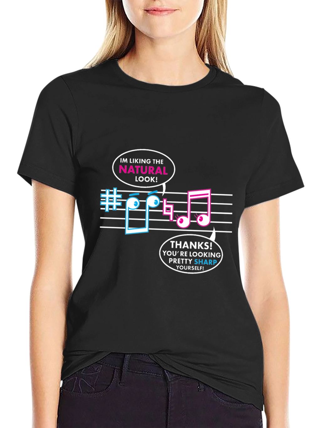 Musical Pun Black T-Shirt - Natural Look Sharp Tee