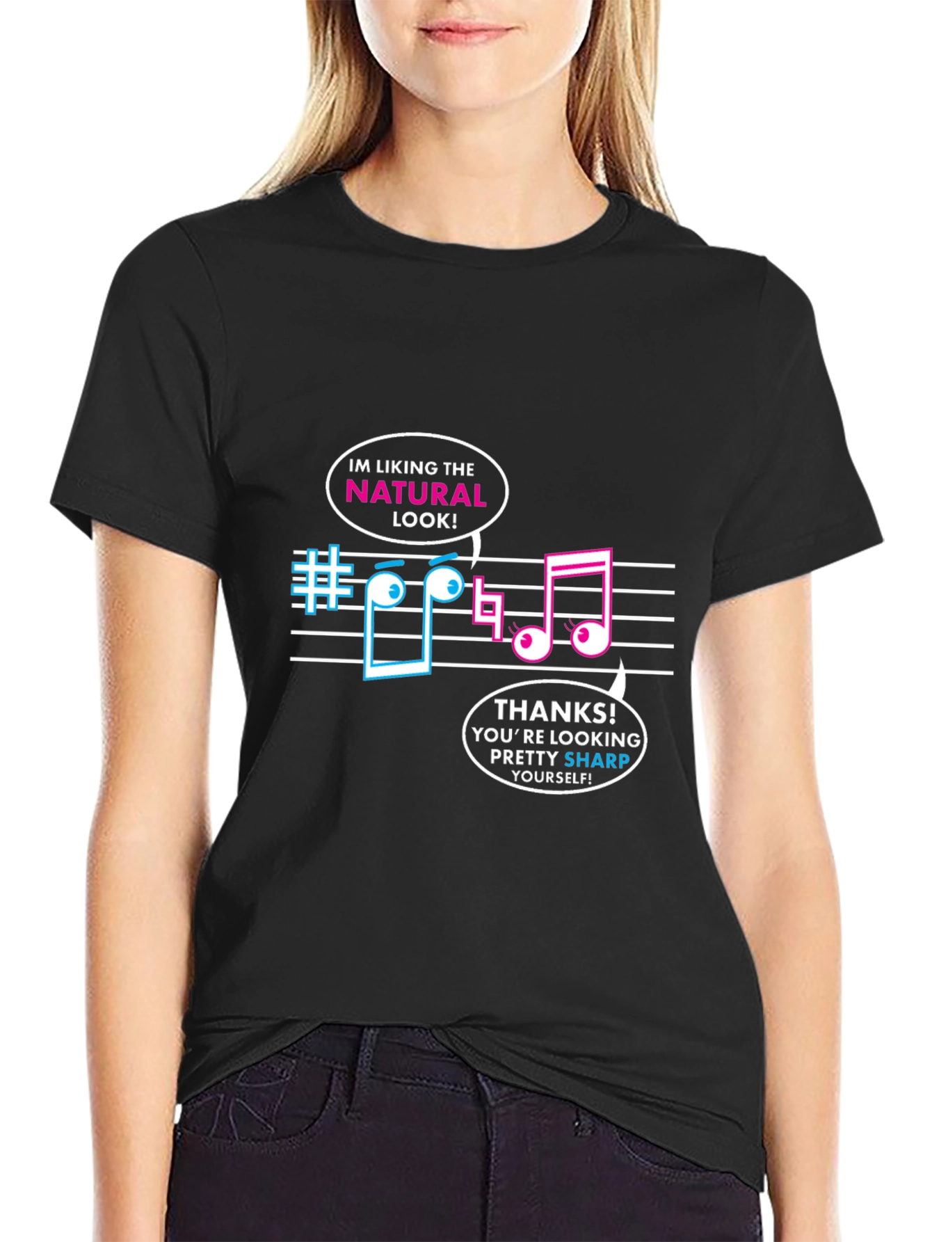 Musical Pun Black T-Shirt - Natural Look Sharp Tee