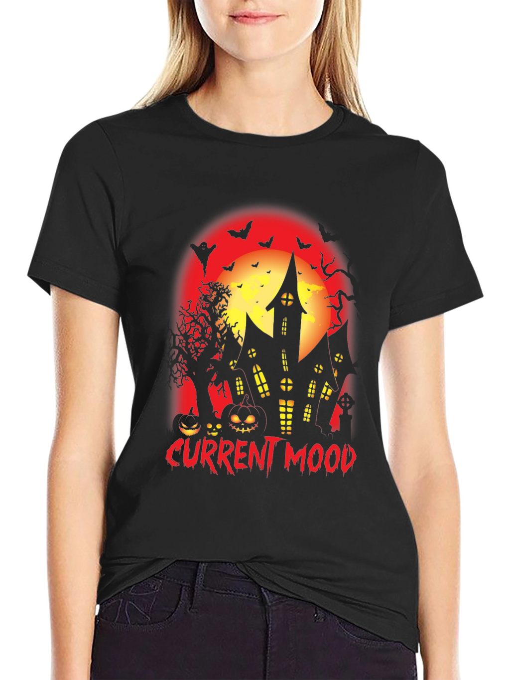 Current Mood Halloween Spooky Haunted House T-Shirt