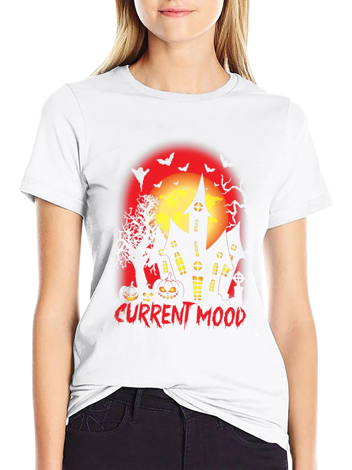 Current Mood Halloween Spooky Haunted House T-Shirt