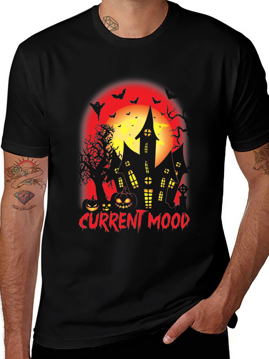 Current Mood Halloween Spooky Haunted House T-Shirt