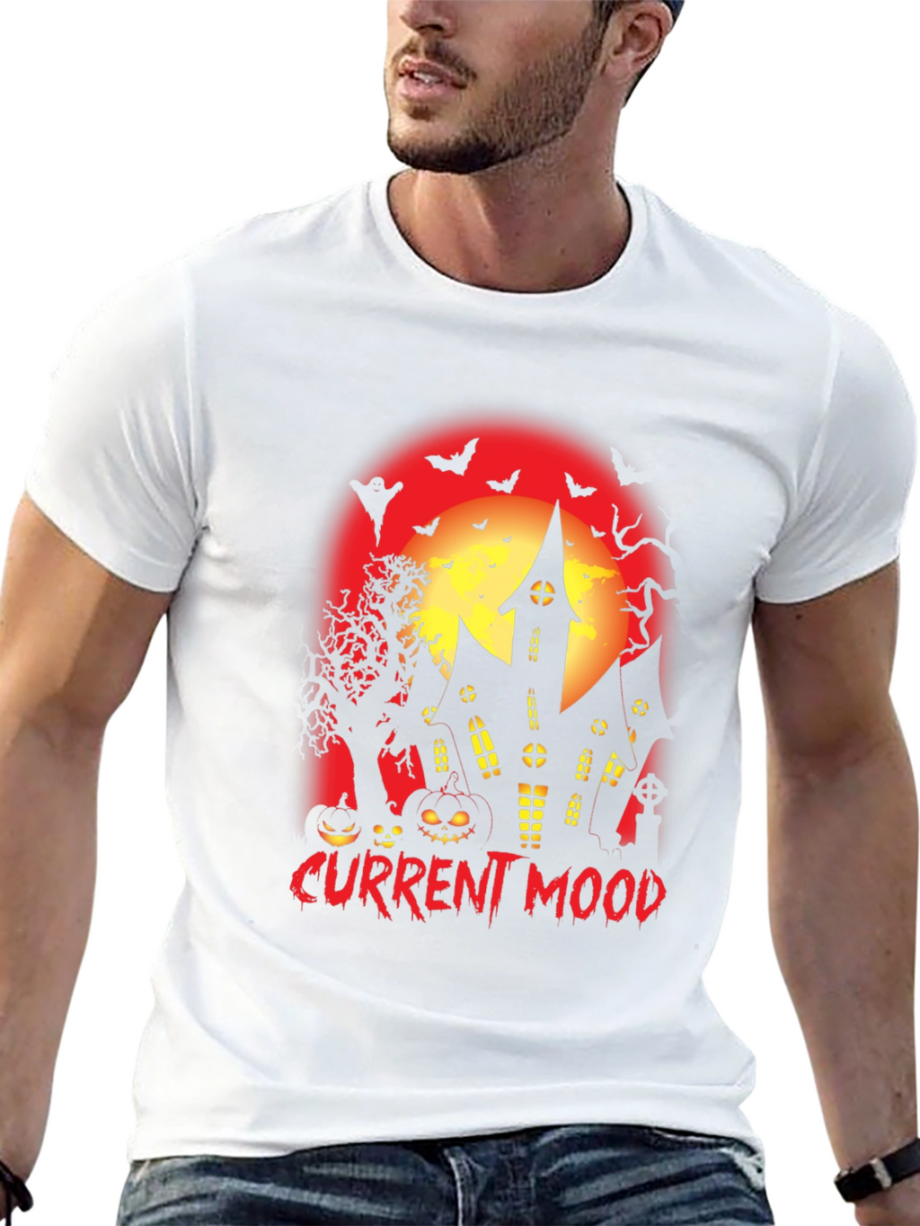 Current Mood Halloween Spooky Haunted House T-Shirt