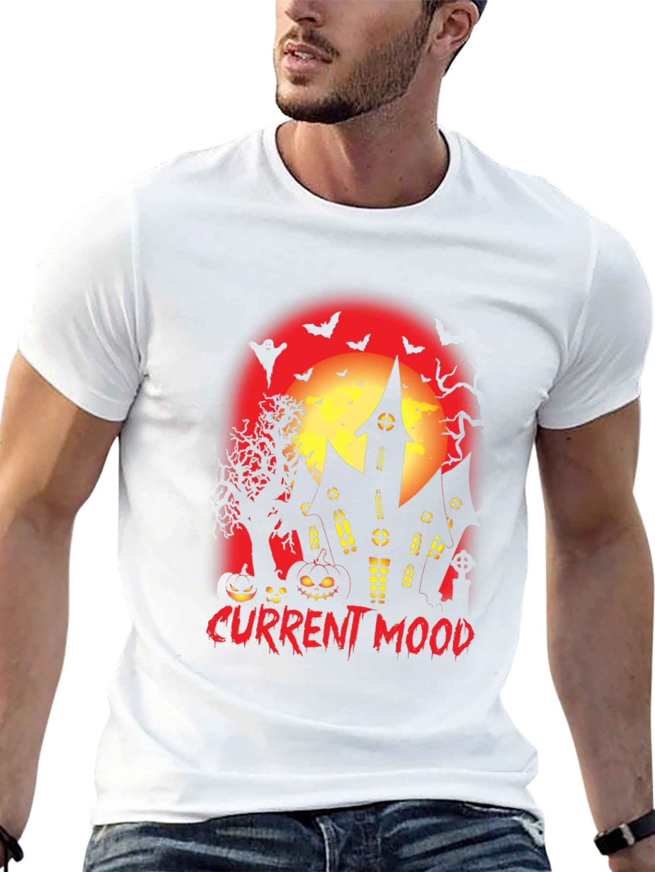 Current Mood Halloween Spooky Haunted House T-Shirt