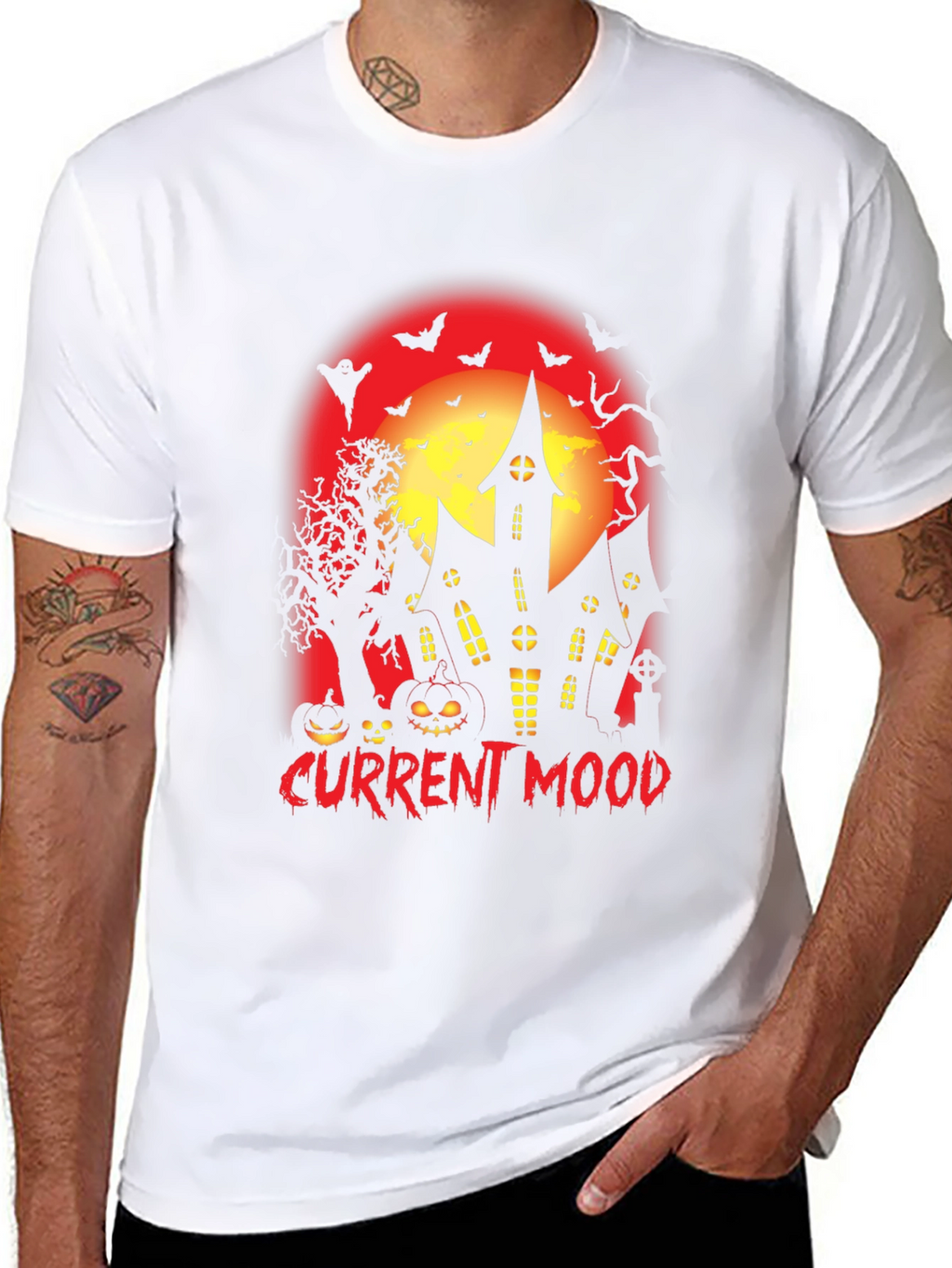 Current Mood Halloween Spooky Haunted House T-Shirt
