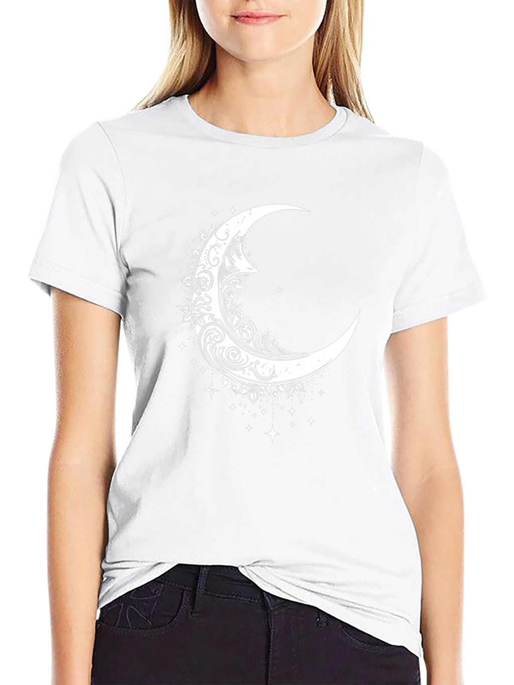 Crescent Moon Graphic Tee - Celestial Style