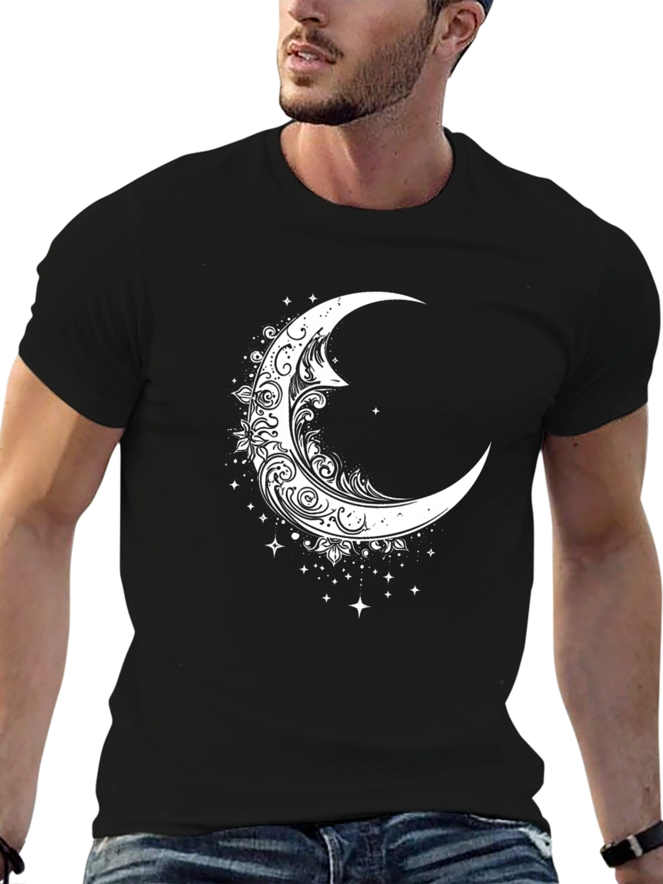 Crescent Moon Graphic Tee - Celestial Style