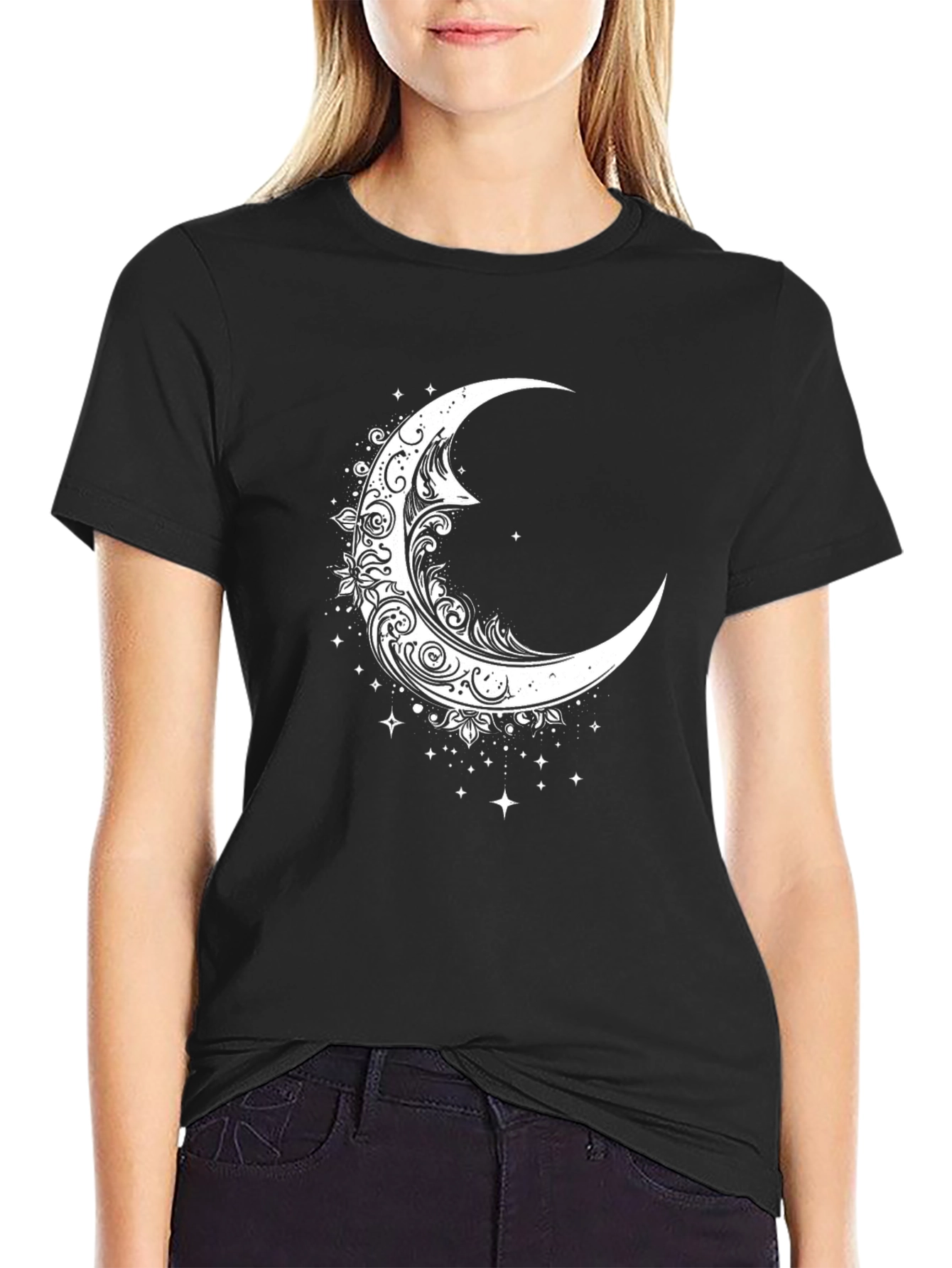 Crescent Moon Graphic Tee - Celestial Style