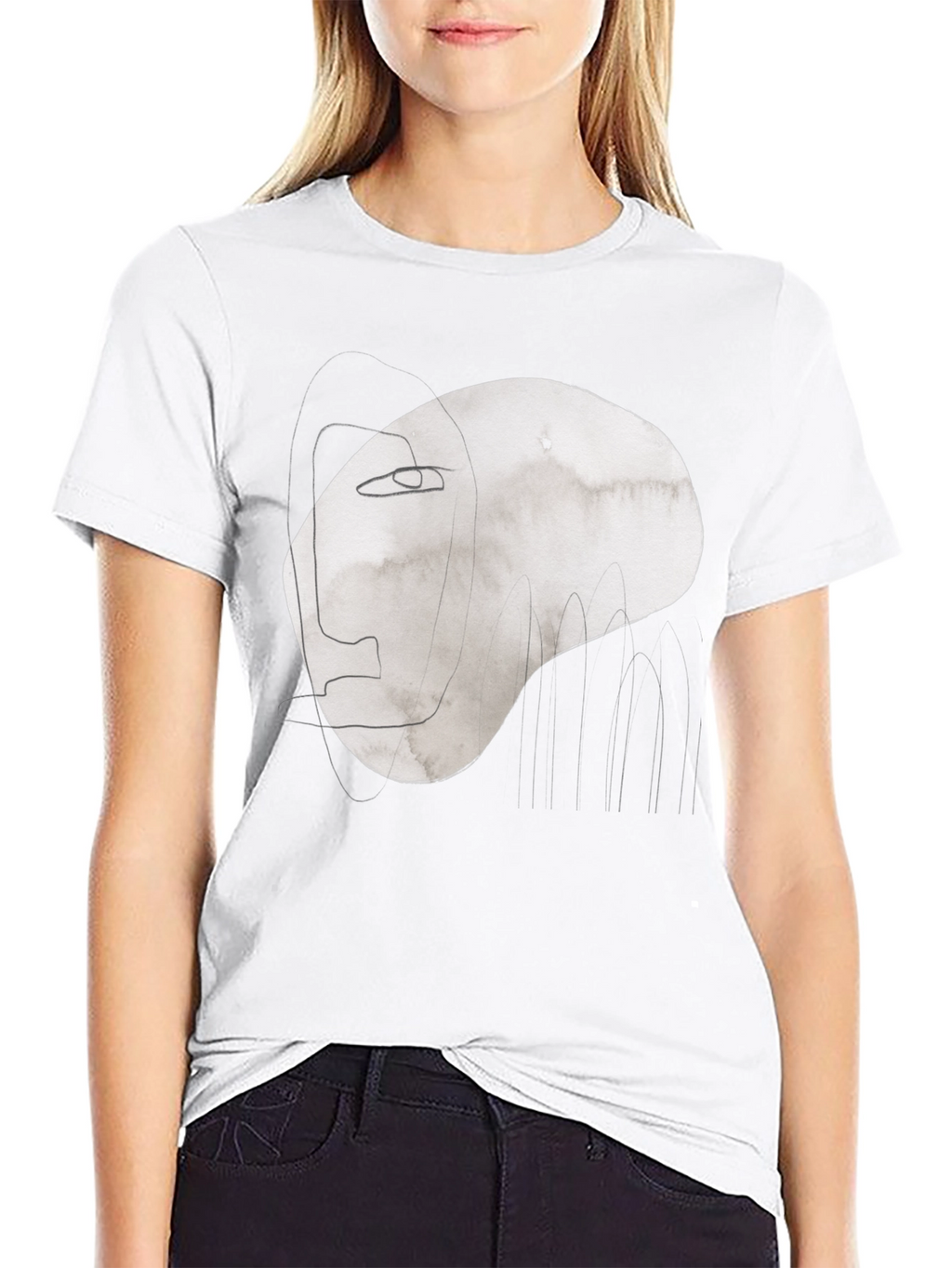 Abstract Face Graphic Tee - Modern Art T-Shirt