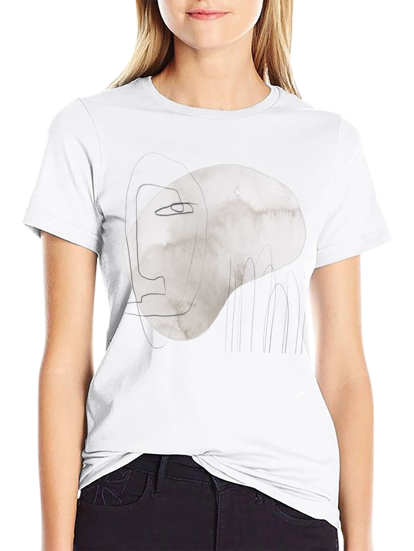 Abstract Face Graphic Tee - Modern Art T-Shirt