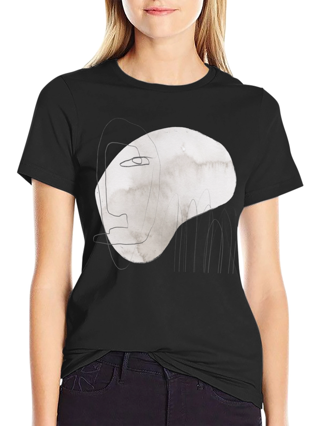 Abstract Face Graphic Tee - Modern Art T-Shirt
