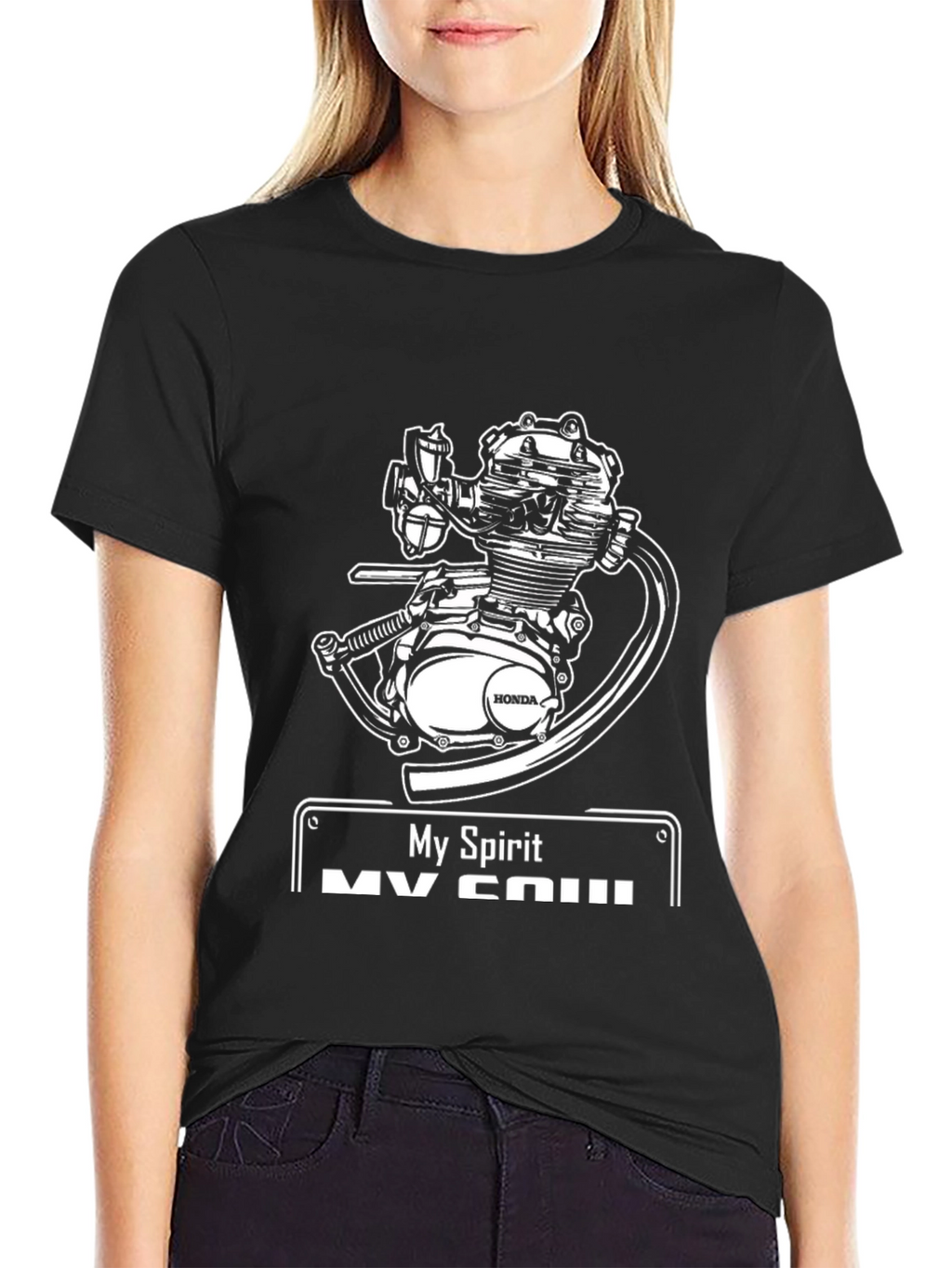 My Spirit Honda Engine Black T-Shirt
