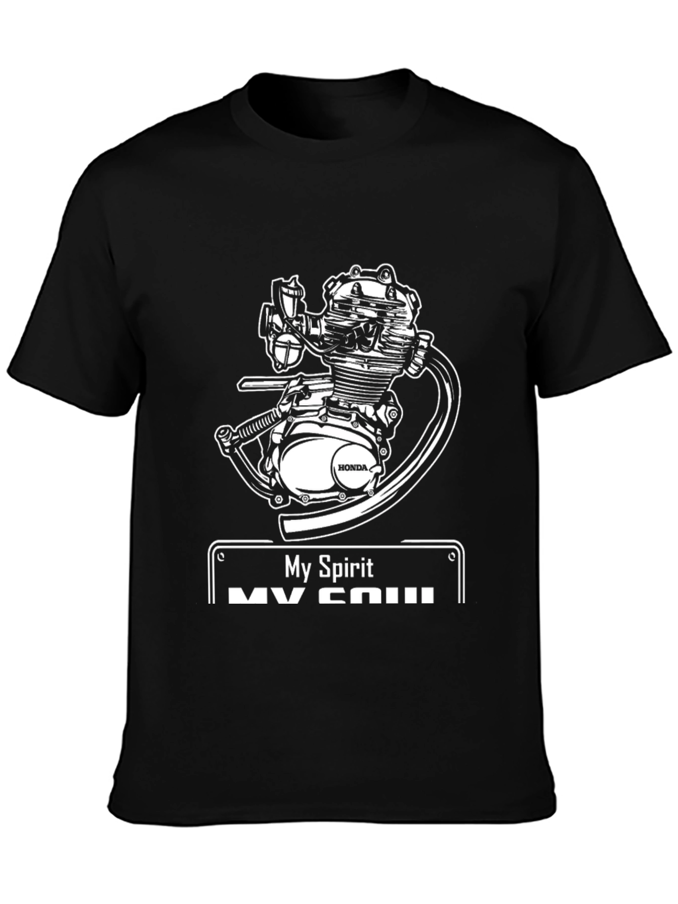 My Spirit Honda Engine Black T-Shirt