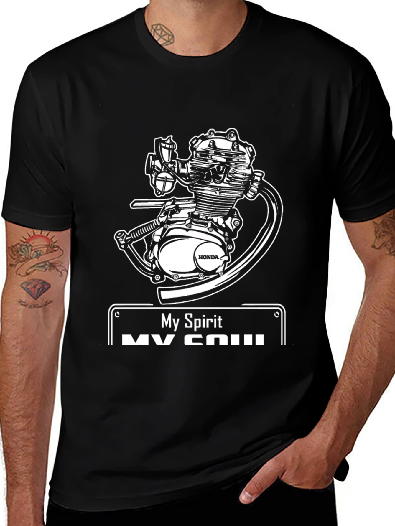My Spirit Honda Engine Black T-Shirt