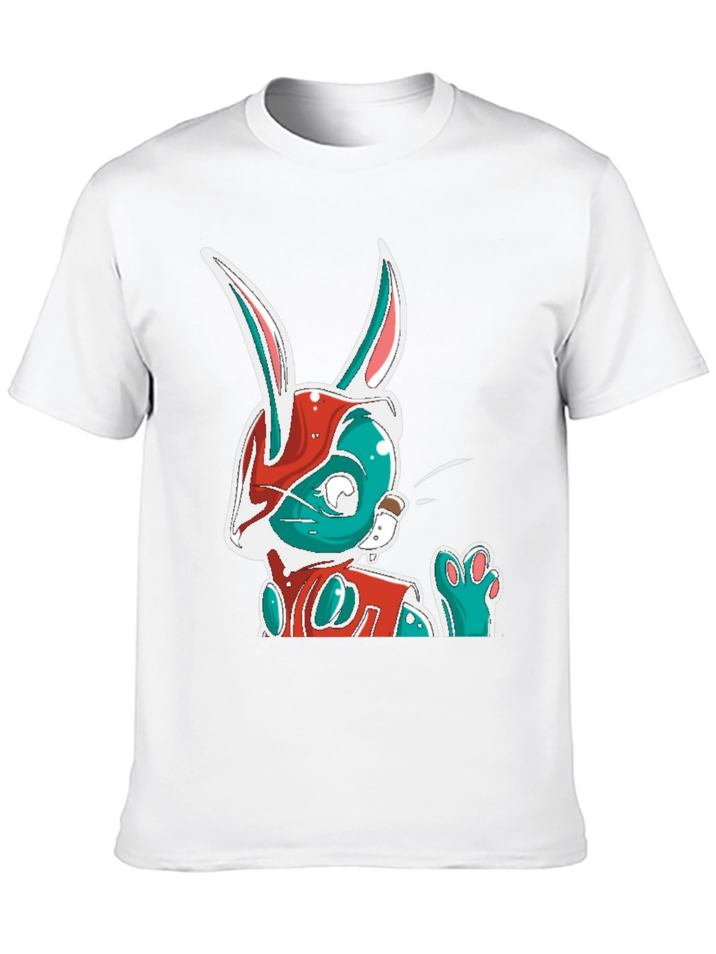 Cool Cartoon Rabbit Graphic Print Black T-Shirt