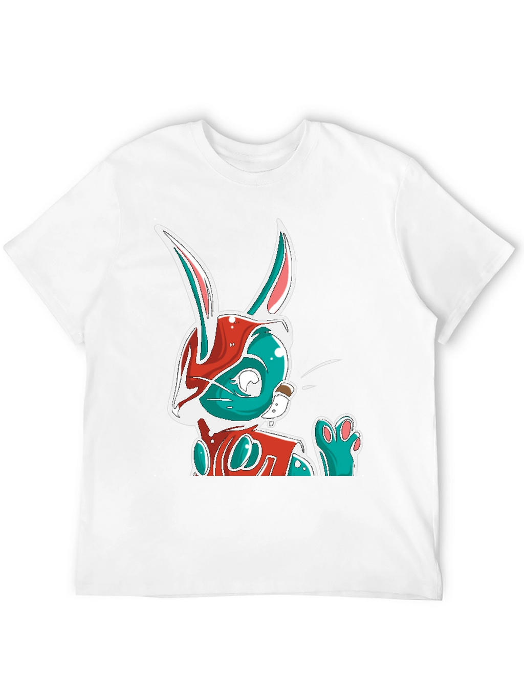 Cool Cartoon Rabbit Graphic Print Black T-Shirt