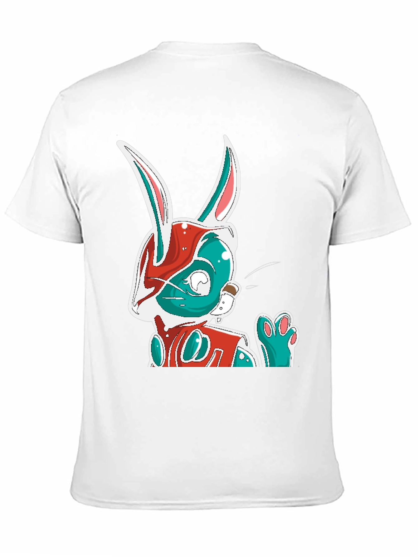 Cool Cartoon Rabbit Graphic Print Black T-Shirt