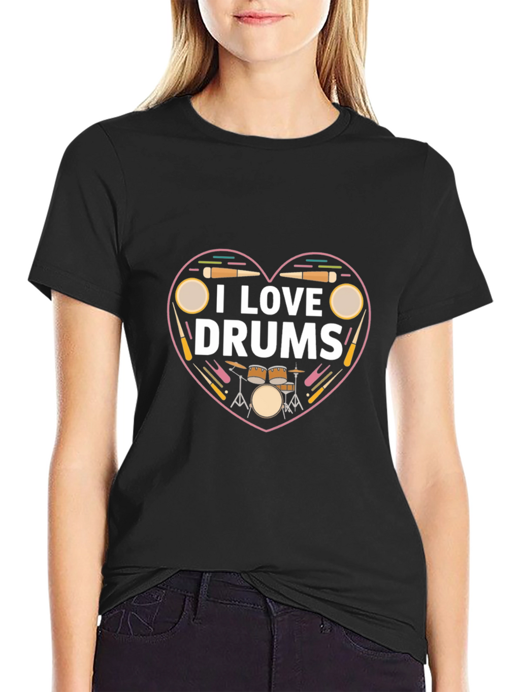 I Love Drums T-Shirt - Musician Heart Tee