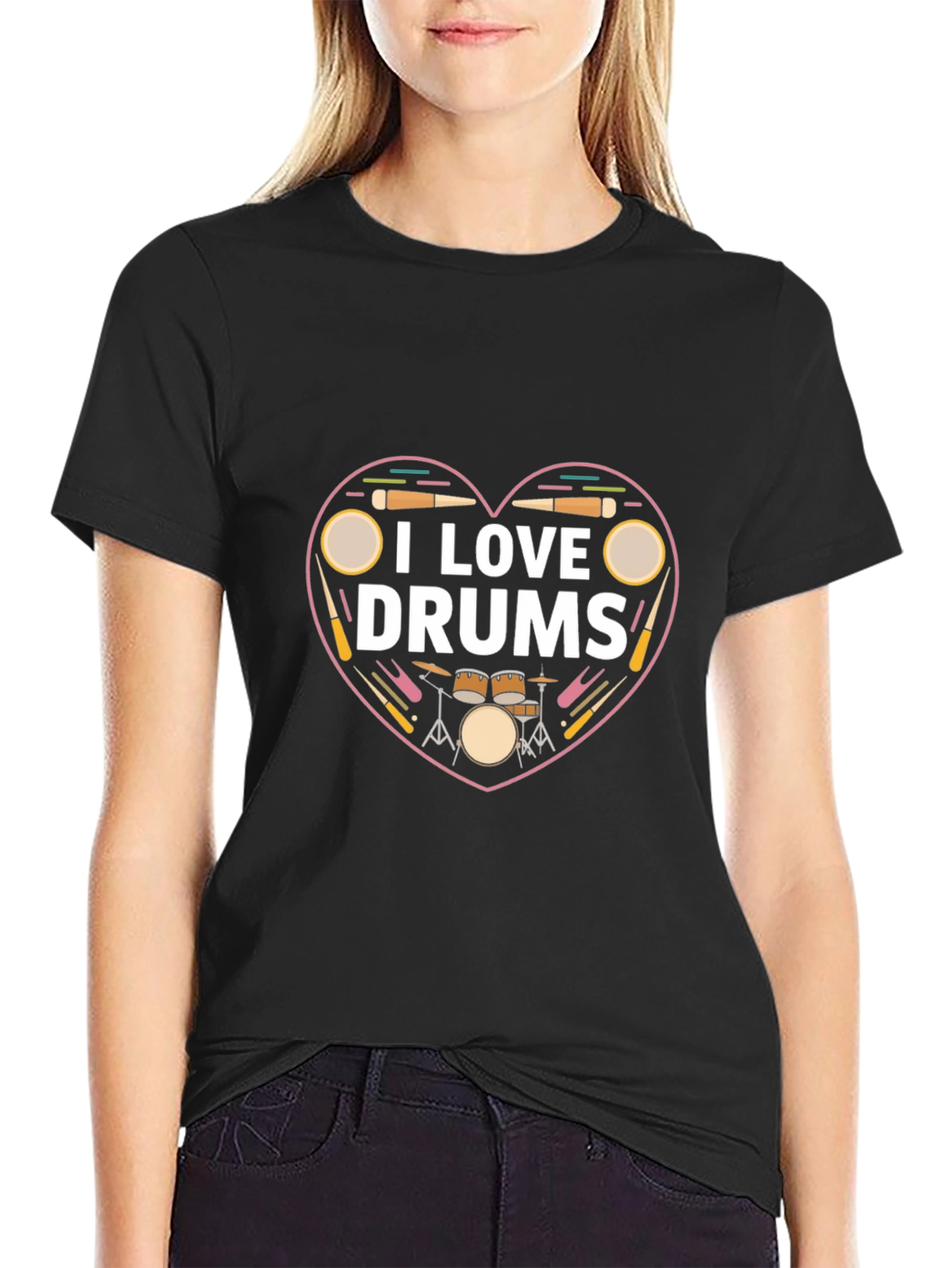 I Love Drums T-Shirt - Musician Heart Tee