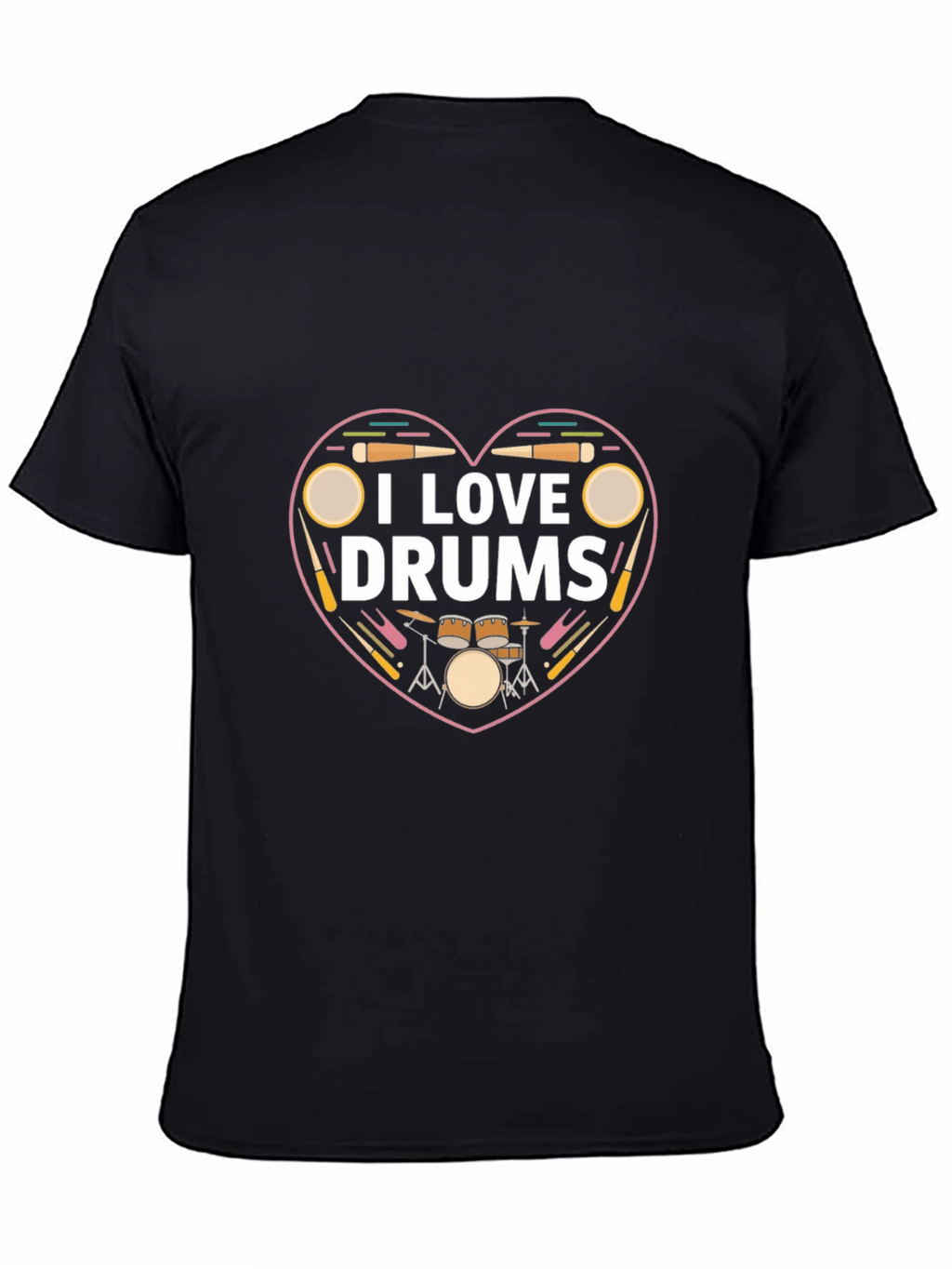 I Love Drums T-Shirt - Musician Heart Tee