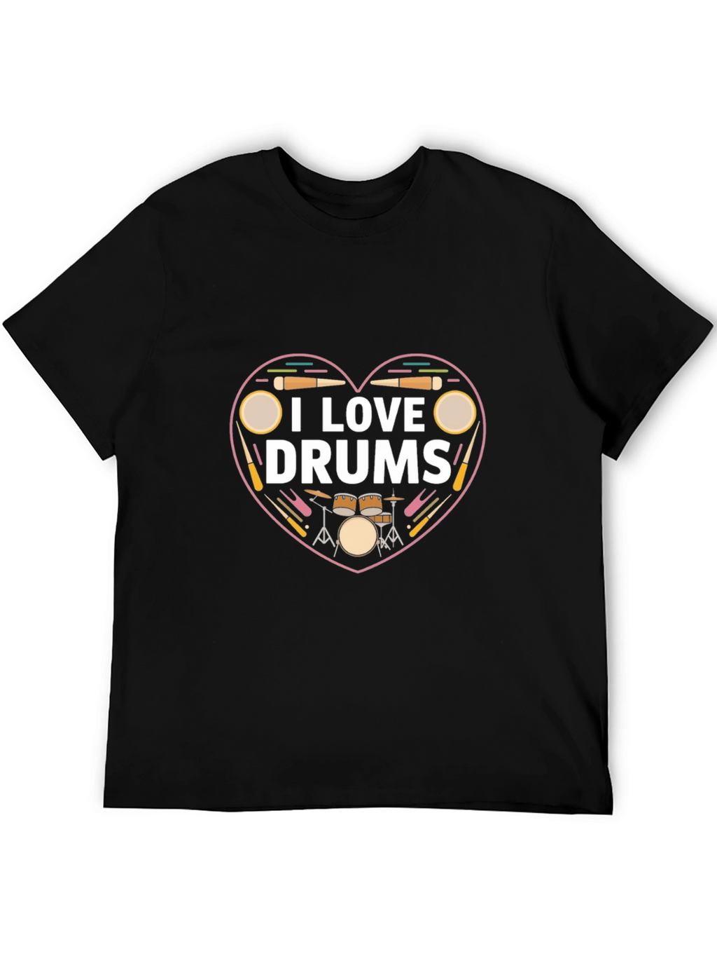 I Love Drums T-Shirt - Musician Heart Tee