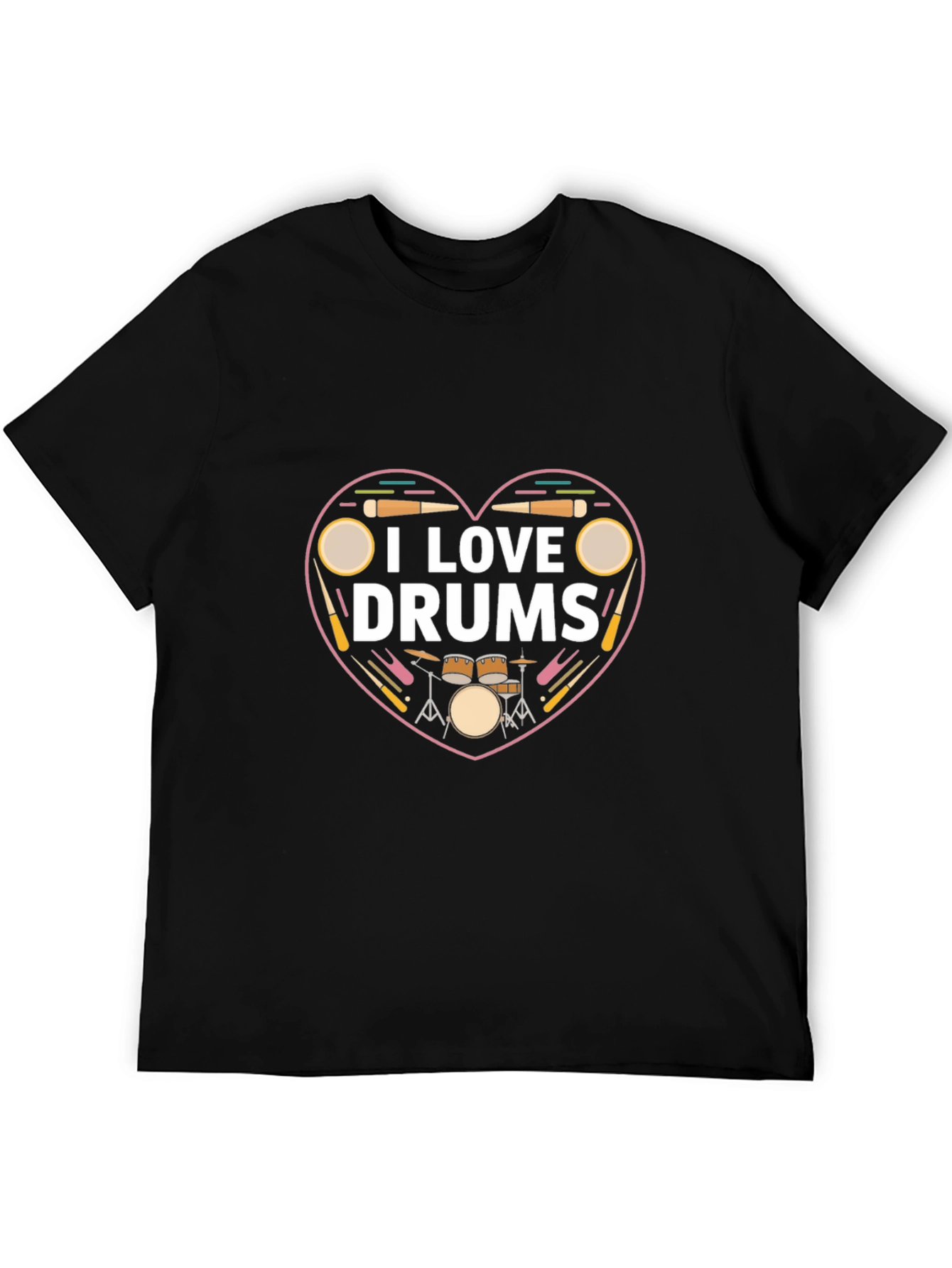 I Love Drums T-Shirt - Musician Heart Tee