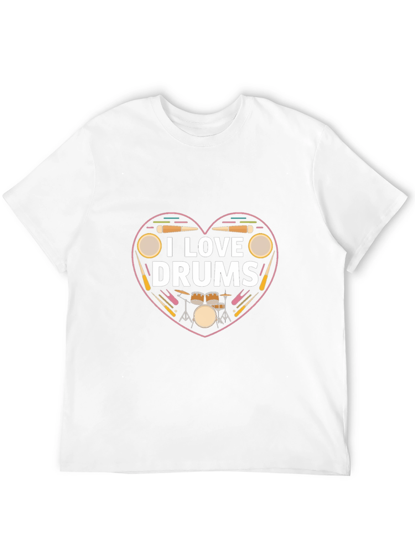 I Love Drums T-Shirt - Musician Heart Tee