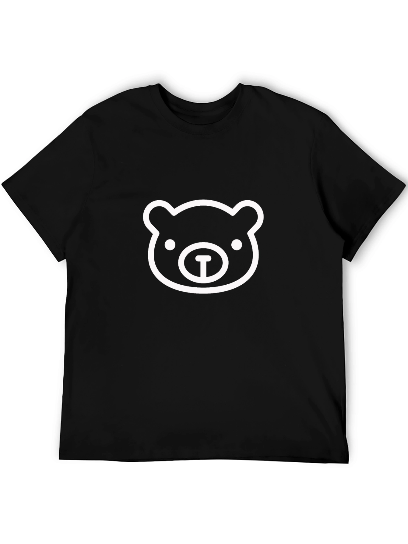 Black T-Shirt with Bear Face Graphic
