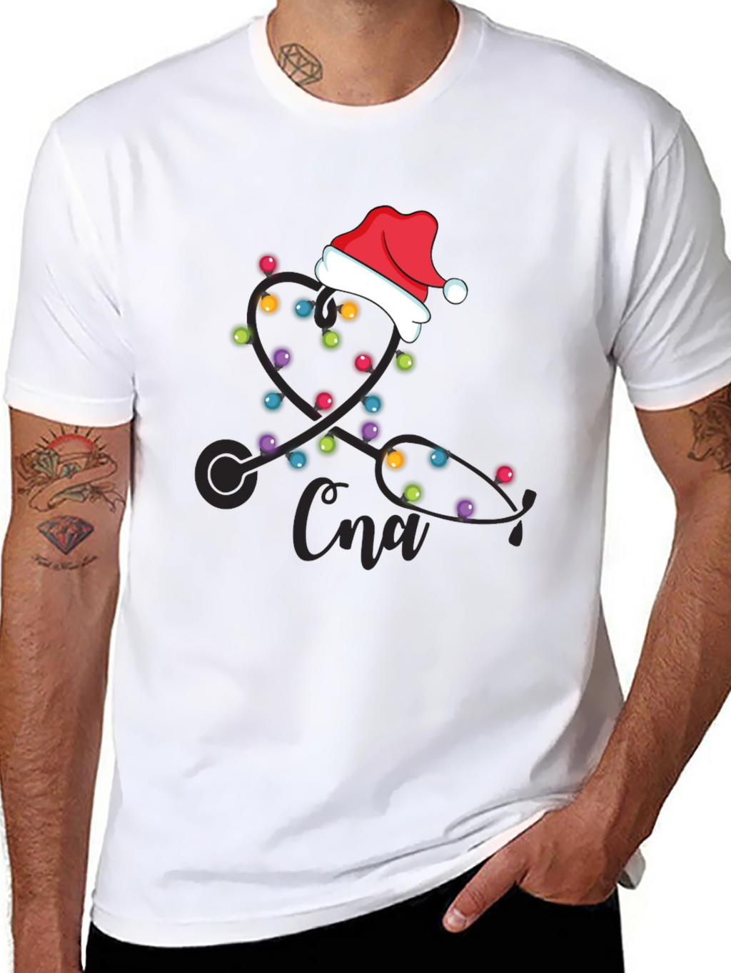 CNA Christmas Stethoscope Lights T-Shirt