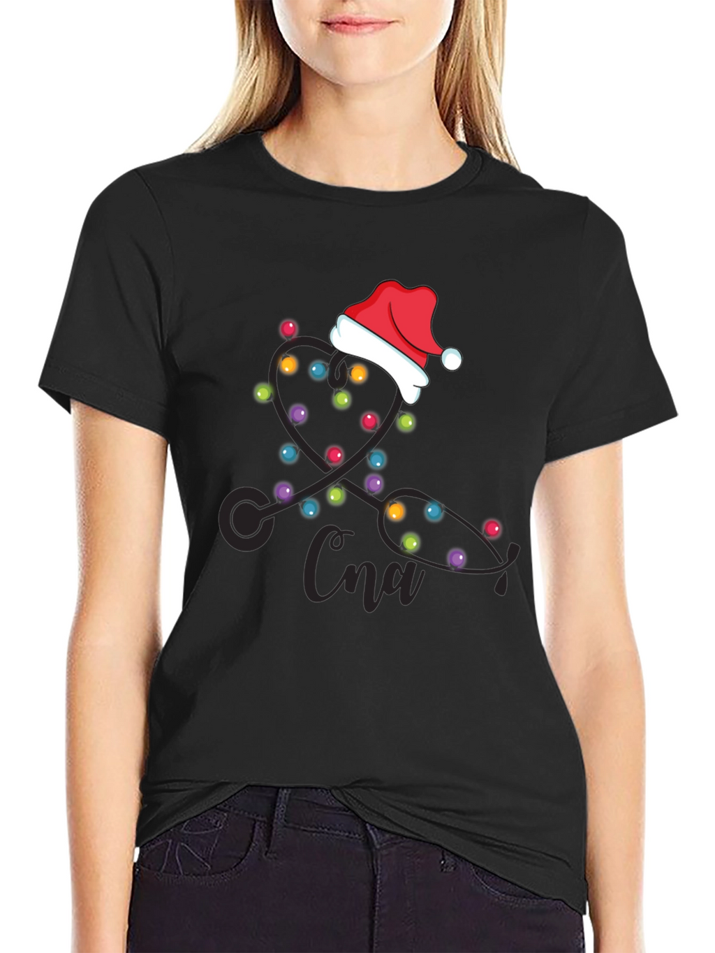 CNA Christmas Stethoscope Lights T-Shirt