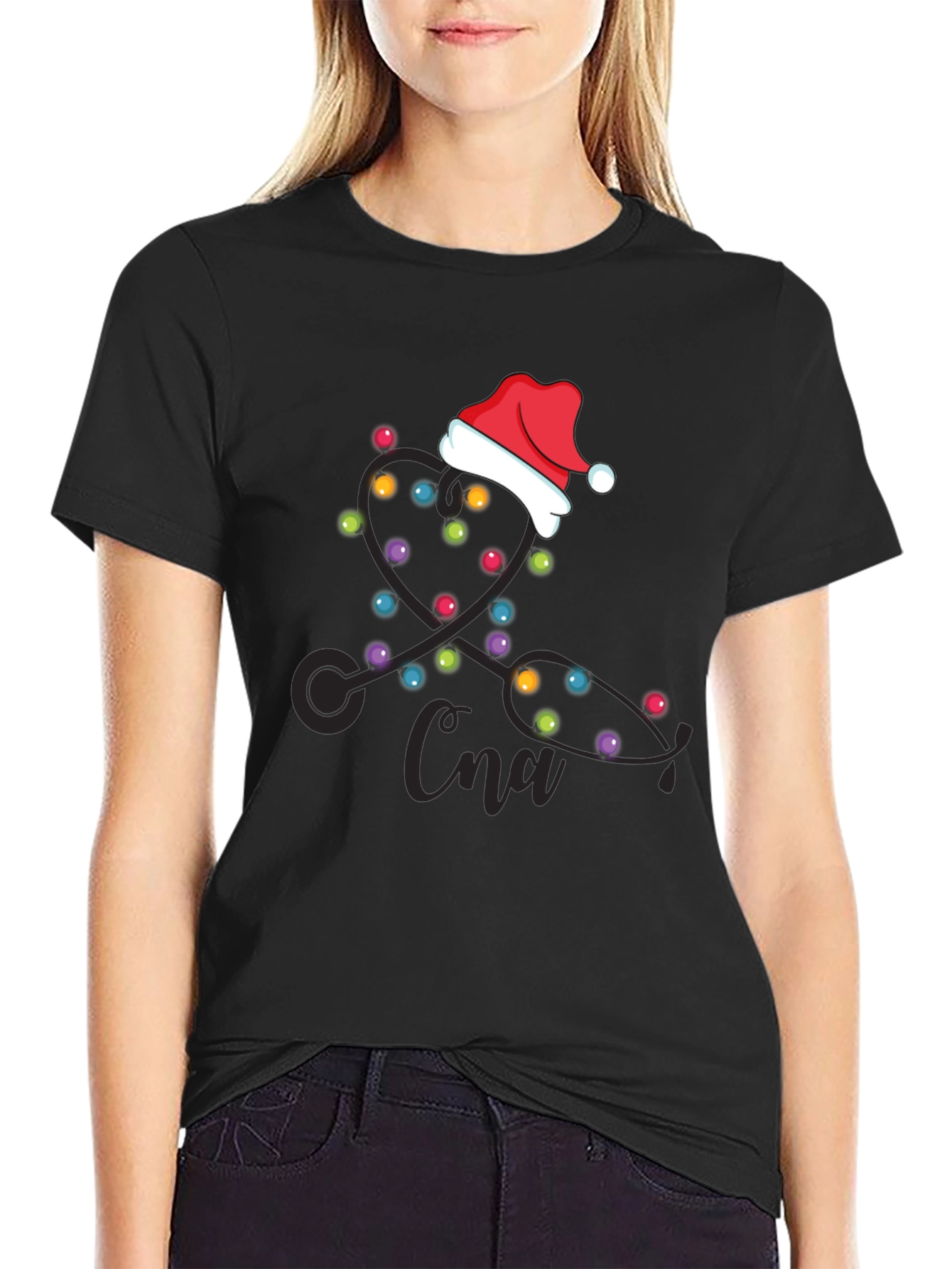 CNA Christmas Stethoscope Lights T-Shirt