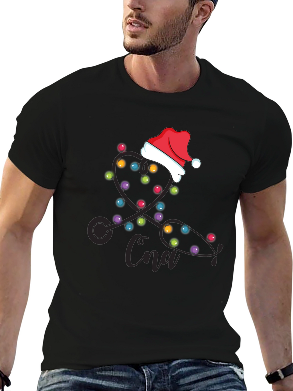 CNA Christmas Stethoscope Lights T-Shirt