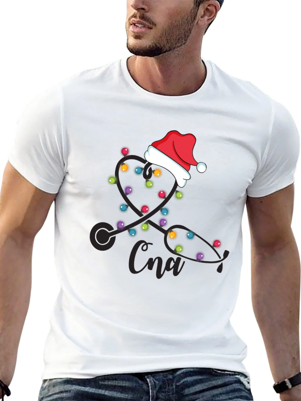 CNA Christmas Stethoscope Lights T-Shirt