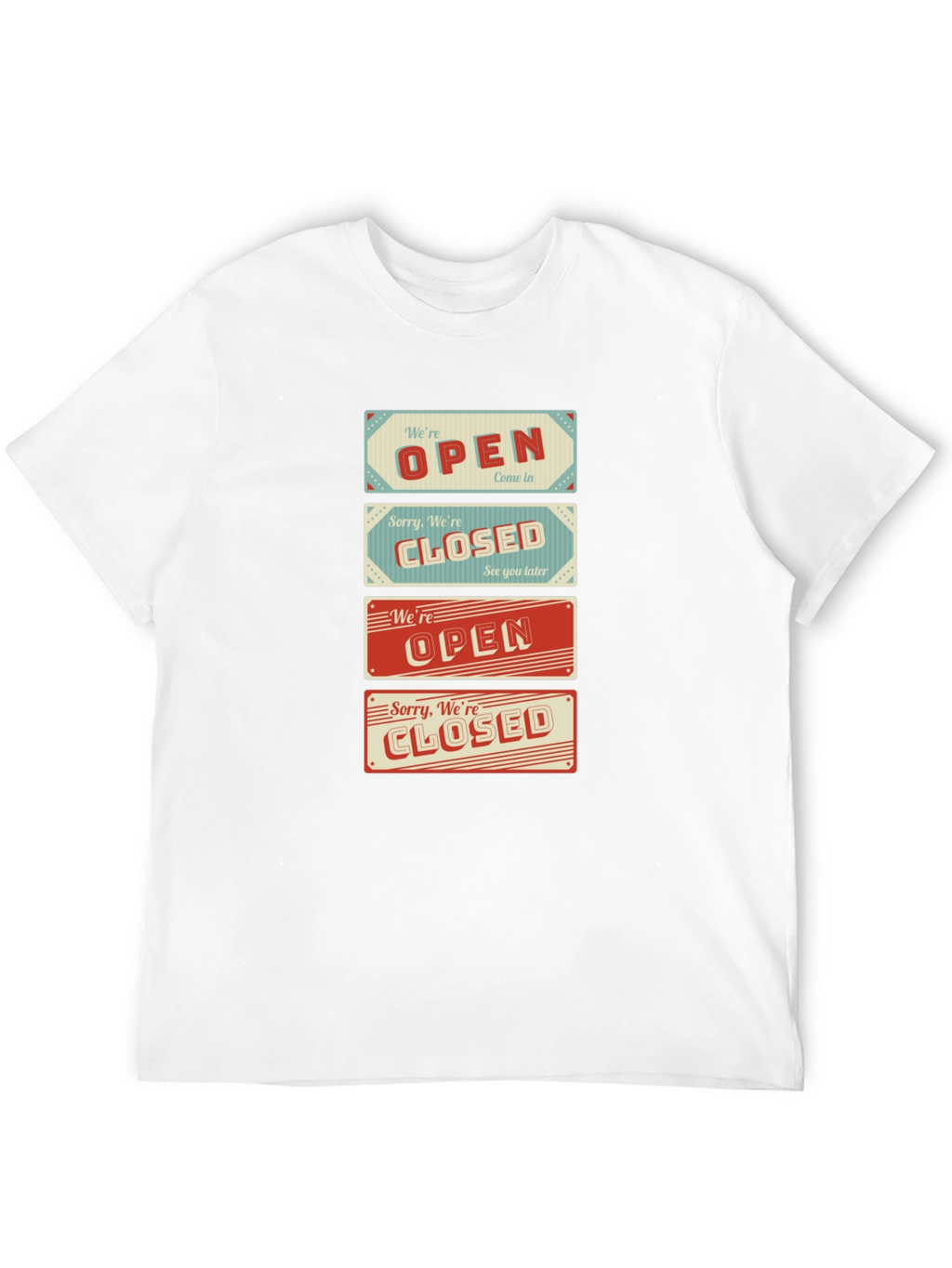 Open/Closed Sign T-Shirt - Novelty Graphic Tee