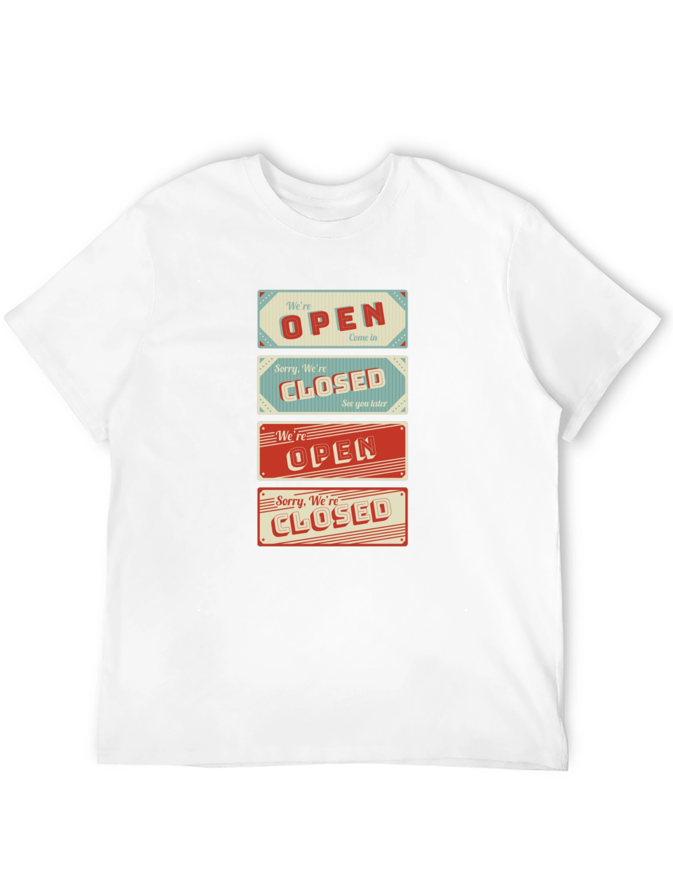 Open/Closed Sign T-Shirt - Novelty Graphic Tee