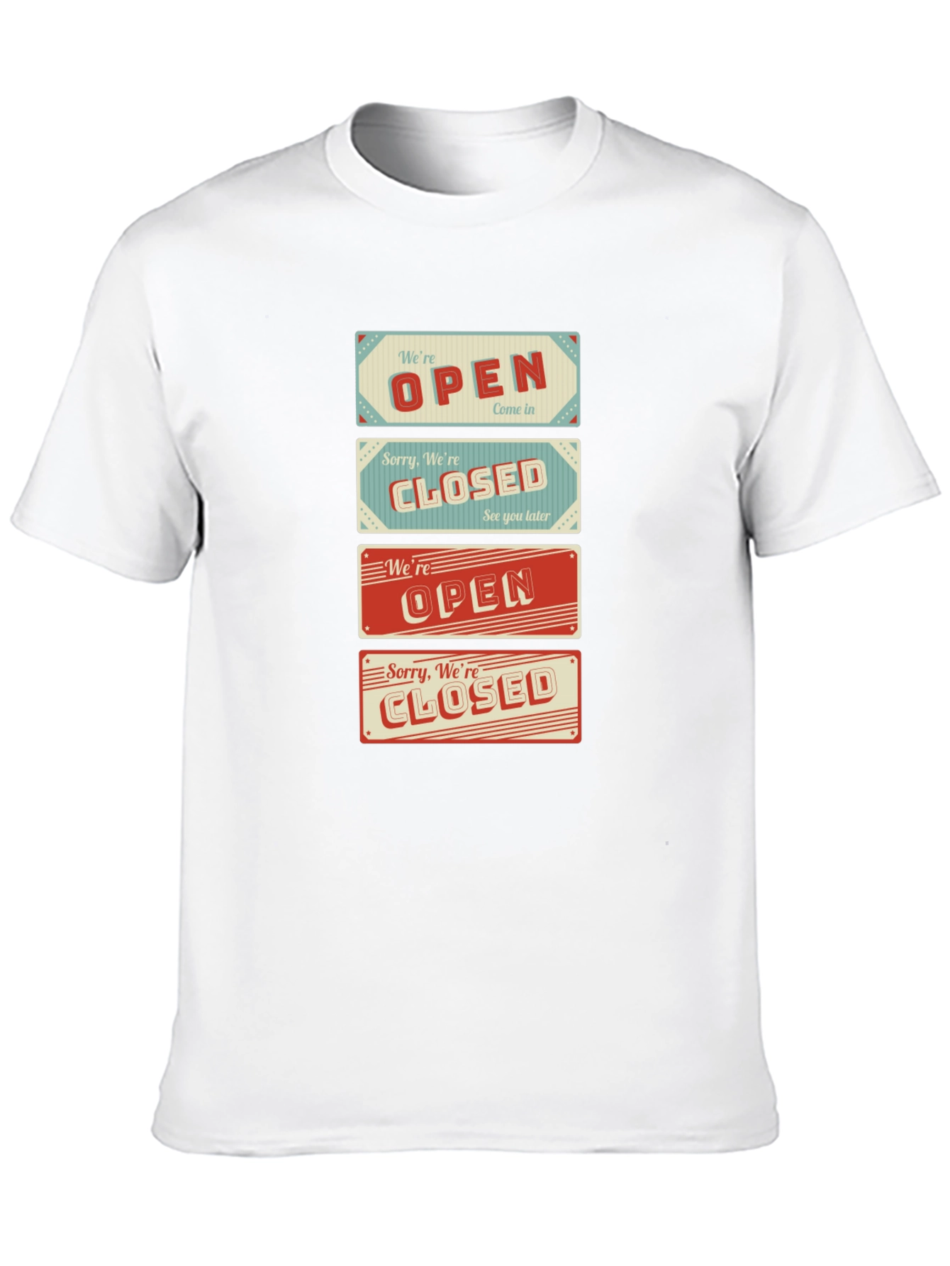 Open/Closed Sign T-Shirt - Novelty Graphic Tee