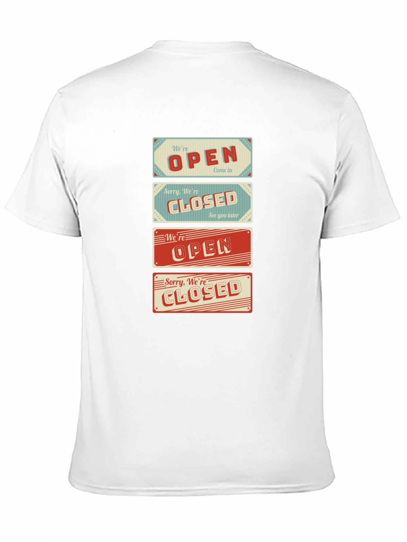 Open/Closed Sign T-Shirt - Novelty Graphic Tee