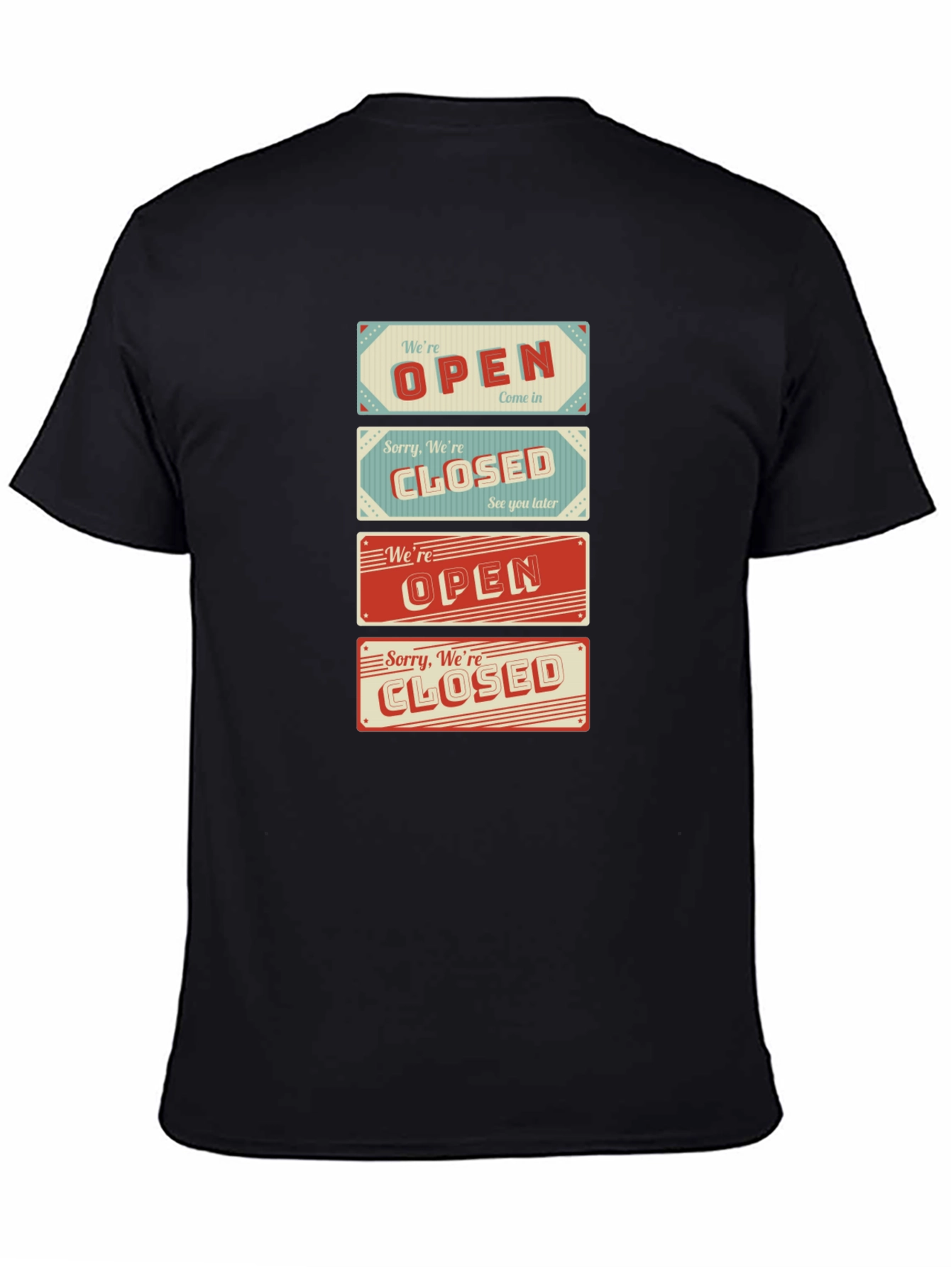 Open/Closed Sign T-Shirt - Novelty Graphic Tee