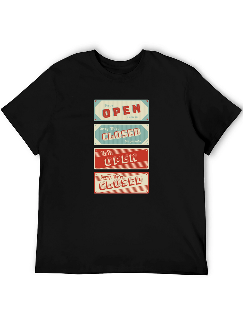 Open/Closed Sign T-Shirt - Novelty Graphic Tee