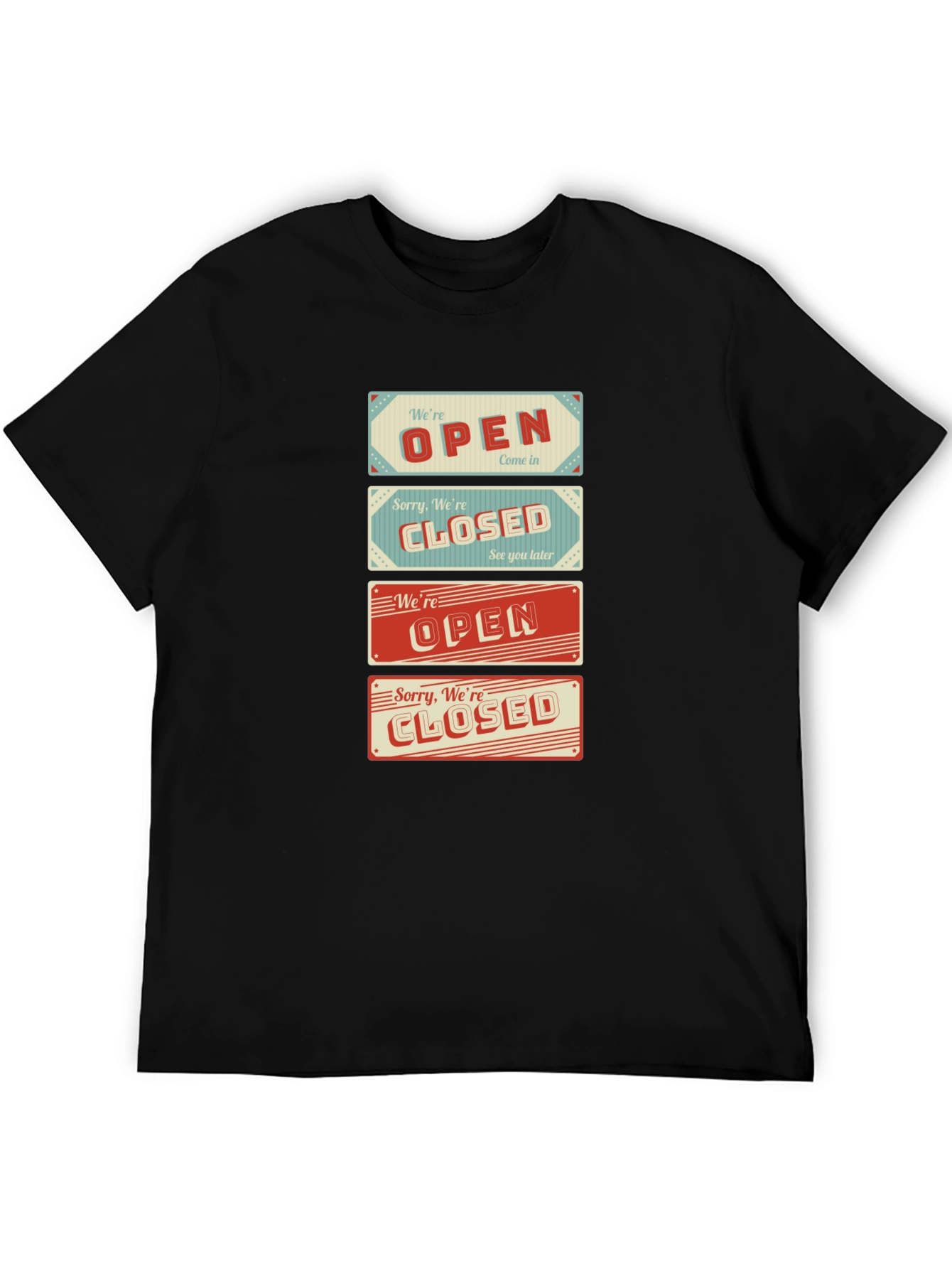 Open/Closed Sign T-Shirt - Novelty Graphic Tee